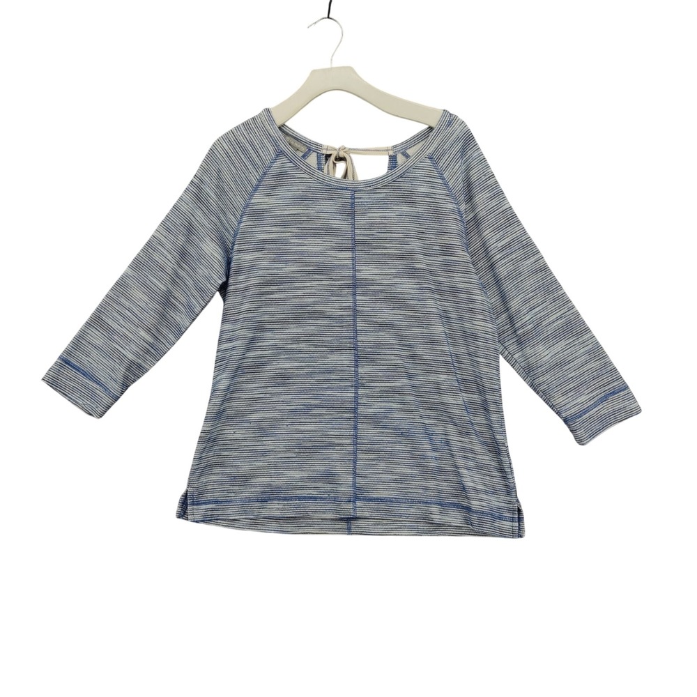 Talbots Womens Coastal‎ Nautical Preppy Striped Knit Tie Back Top L Blue Casual